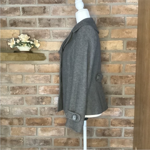 BANANA REPUBLIC Double Breasted Wool Blend Gray Peacoat - Picture 2 of 7